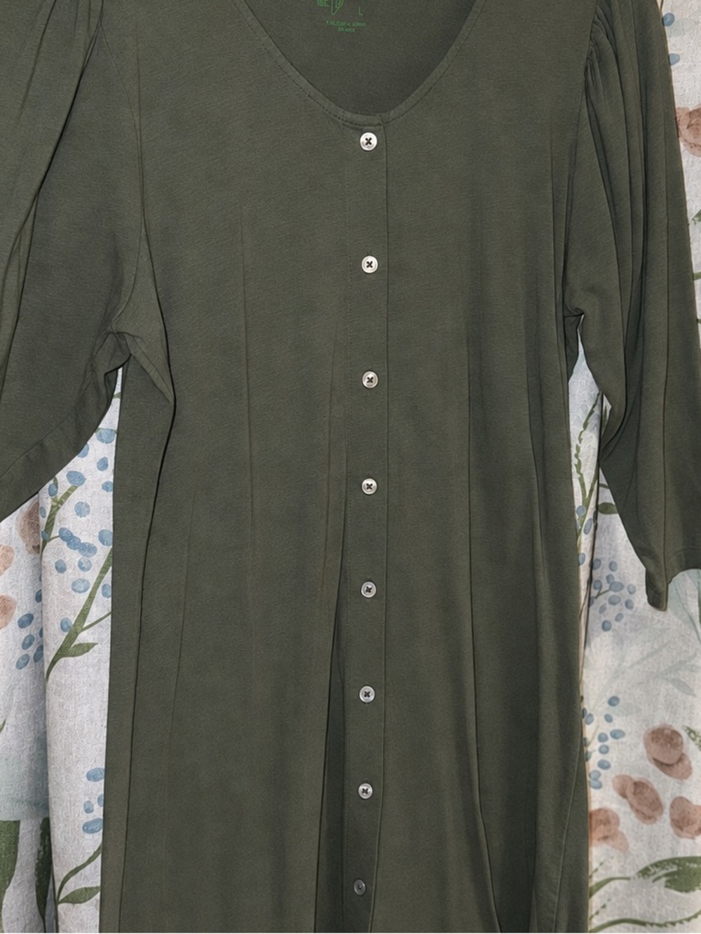 kate quinn Olive Green Button-Front Women's Top